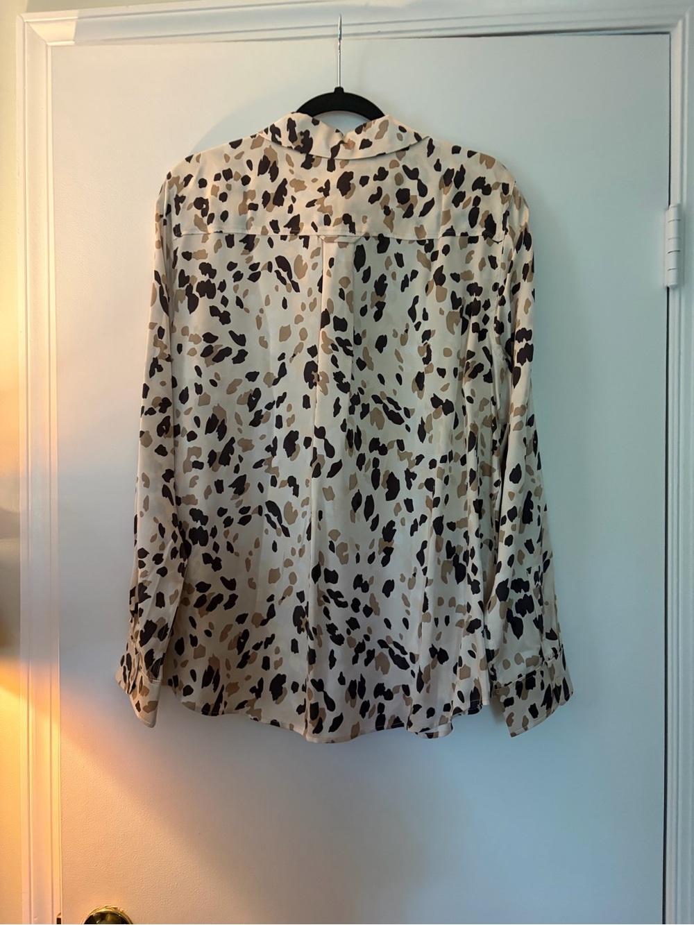 Rails Leopard Print Button-Down Silk Shirt - Cream & Brown